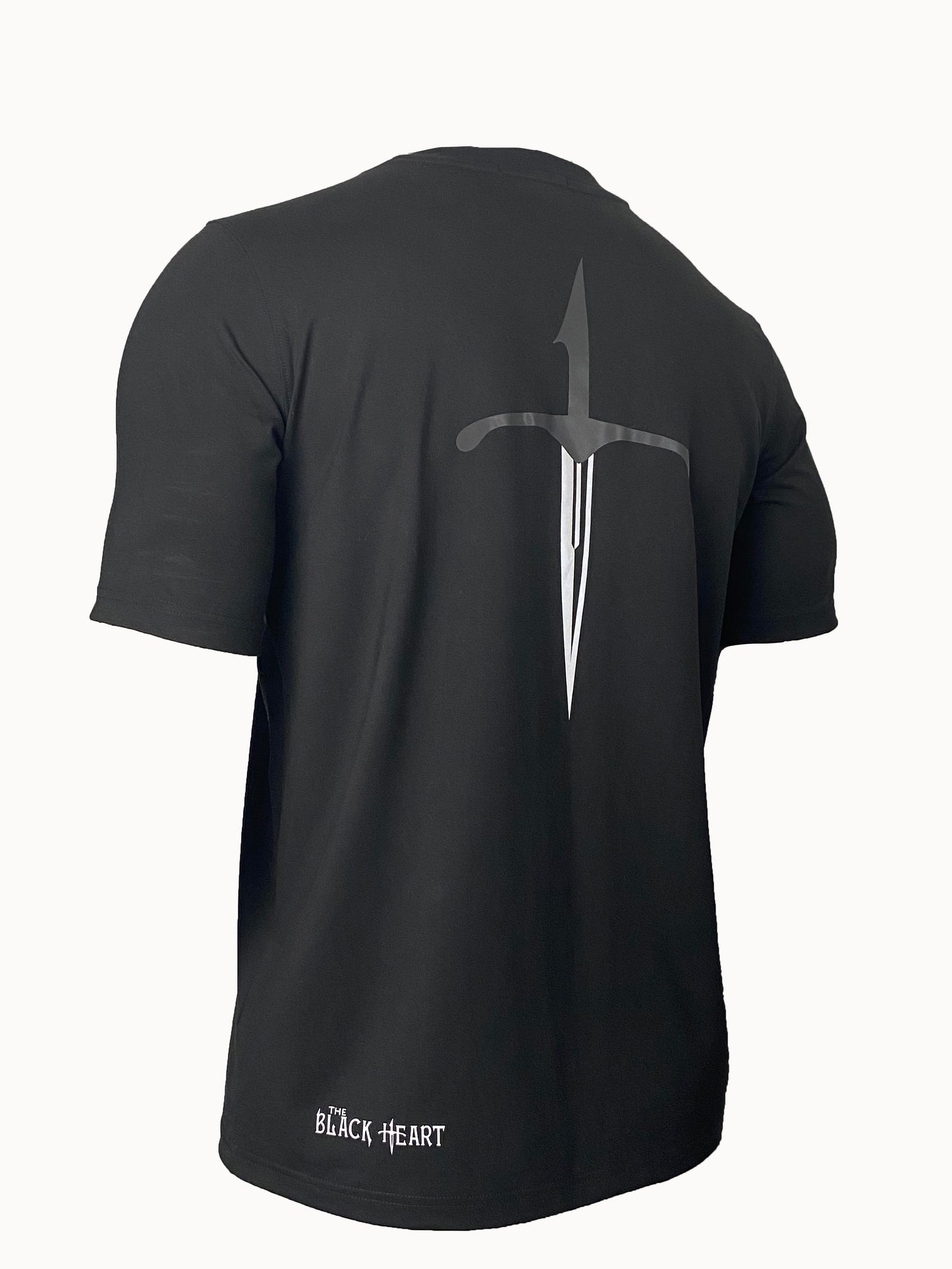 Reflective Black Heart & Dagger T-Shirt - Black